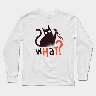 Halloween Cat shirt, Cat Holding Knife T-Shirt, Long Sleeve T-Shirt